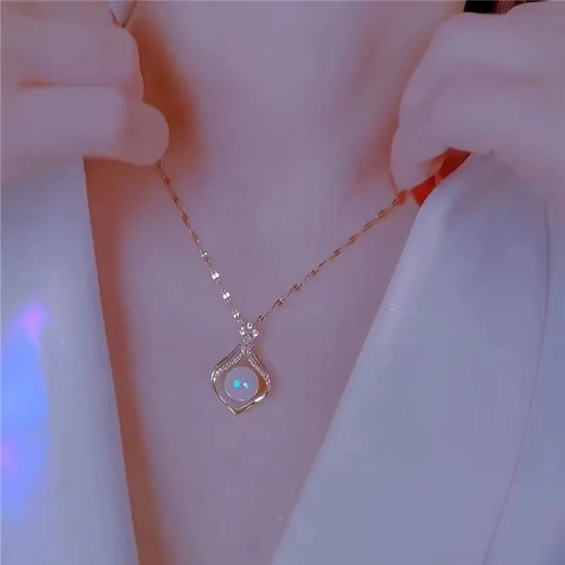 Heart Shape Pendant Necklaces Silver Color 5A Cubic Zirconia Minimalist Style Clavicle Chain Women And Girl Jewelry