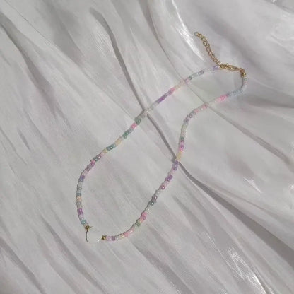 Handmade Rainbow Seed Beads Simple Choker Necklace Candy Color Neck Chain Women's Wild Sweet Colorful Collar Jewelry