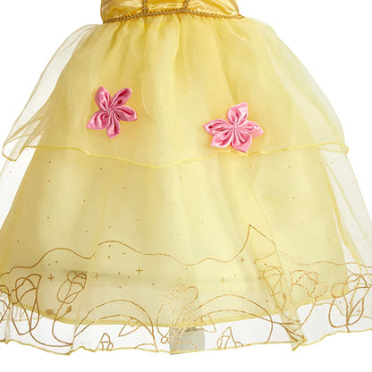 Jasmine Rapunzel Snow Queen Elsa Princess Dress Girl Mesh Sequin Dress Kids Cosplay Belle Aurora Costumes Carnival Party Gowns