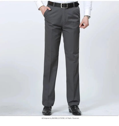 100% Cotton Men's Casual Pants Summer Autumn Fashion Solid Black Khaki Gentle Men Business Long Trousers Brand Smart Suit Pants