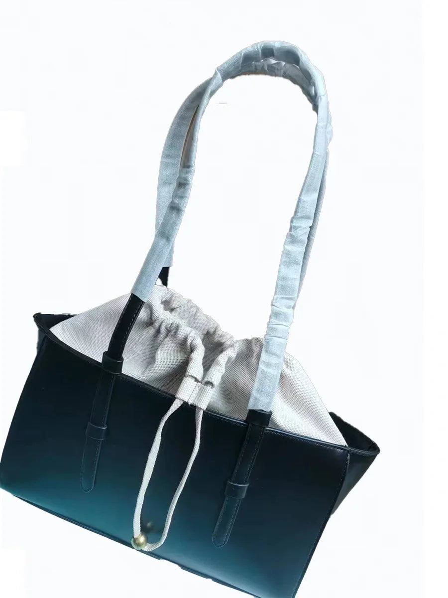 New Fashion Women's Bag Large Capacity Tote Shoulder Bag Leather String Commuting Basket Handbag For Women Vacation