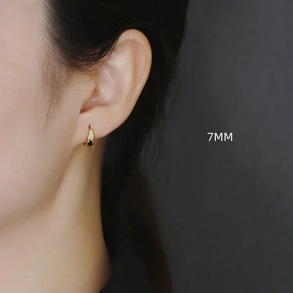100% 925 Sterling Silver 18K 6/7/8/9/10mm Round Hoop Earrings for Women Classic Fine Jewelry Minimalist Accessories