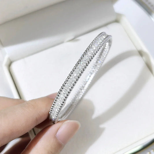 Luxury Real D Color Full 2mm Moissanite Tennis Bangle Bracelet For Women S925 Silver Plated 18K Gold Diamond Bracelets Gift