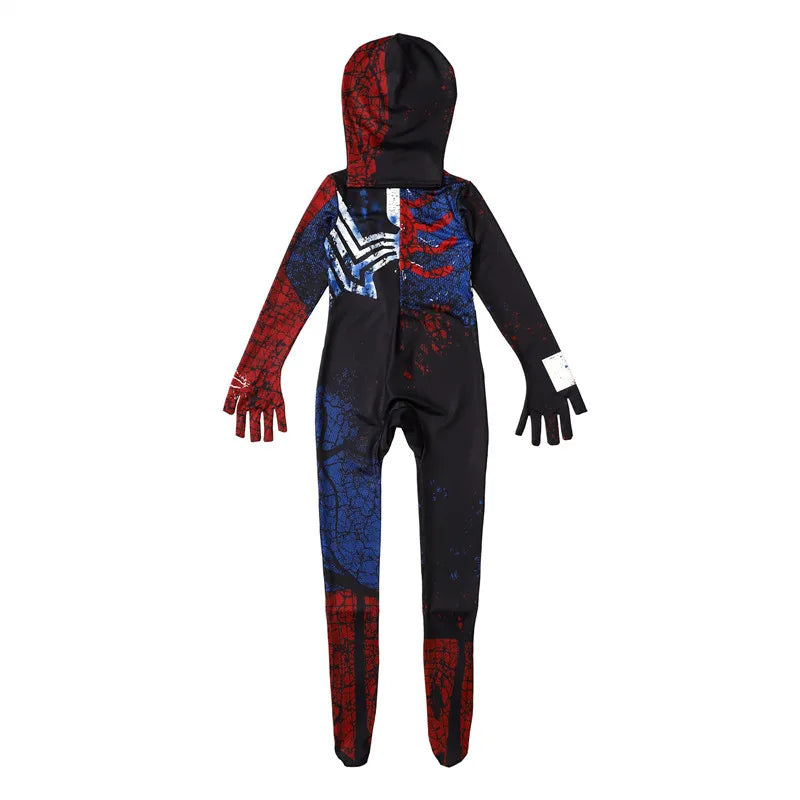Kids Superhero Costume Spider Man Full Body Suit with Mask Role Play Outfit for Halloween Party Performance