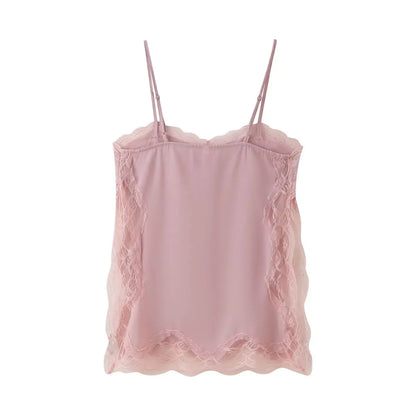 2025 New Women Cami Top Heart Neck Lace Trim Sleeveless Casual Sexy Summer Party Fashion Multi Color