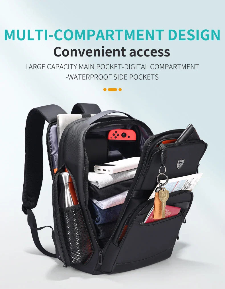 Men 36L Business Backpack USB Waterproof  Multi Pocket Backpacks Fit 17.3 Inch Laptop