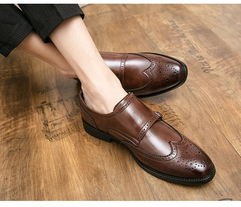 Classic Dress Shoes Men Trend Casual Business Office Leather Shoes For Men Large Size 48 Social Party Formal Brogues Shoes Male