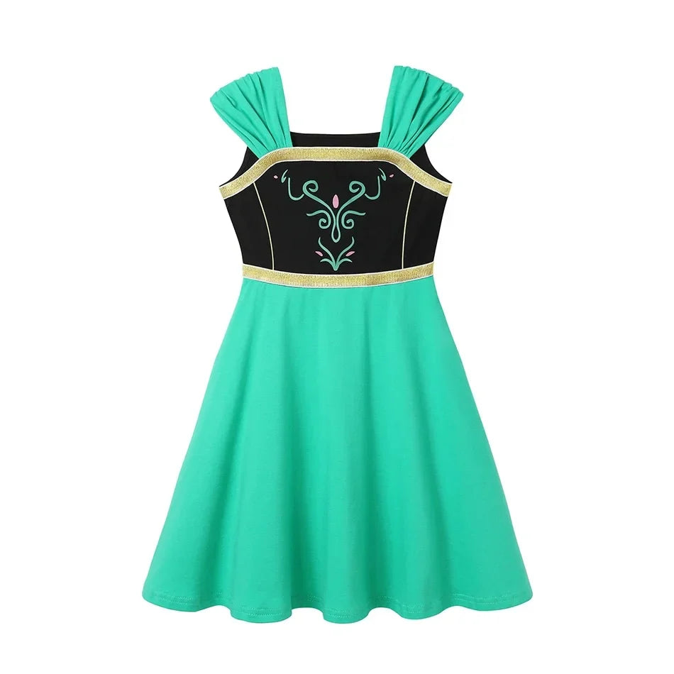 Summer Girls Q Version Princess Dress Children Role Playing Clothing Carnival Party Outdoor Girl's Casual Short Sleeve Dresses