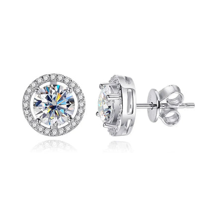 100% 925 Sterling Silver 0.5-2 Carat Moissanite Stud Earrings For Women D Color Diamond Earring Sparkling Fine Jewelry