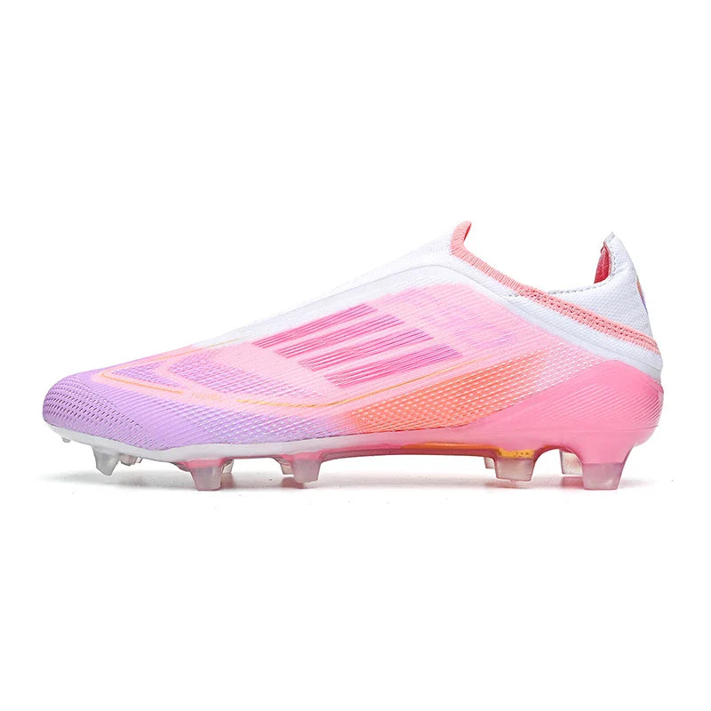 2712 Without-Lace Mens Soccer Shoes F50 SLIP-ON Non-Slip Turf Soccer Cleats Boys TF/FG Training Football Boots Chuteira Campo