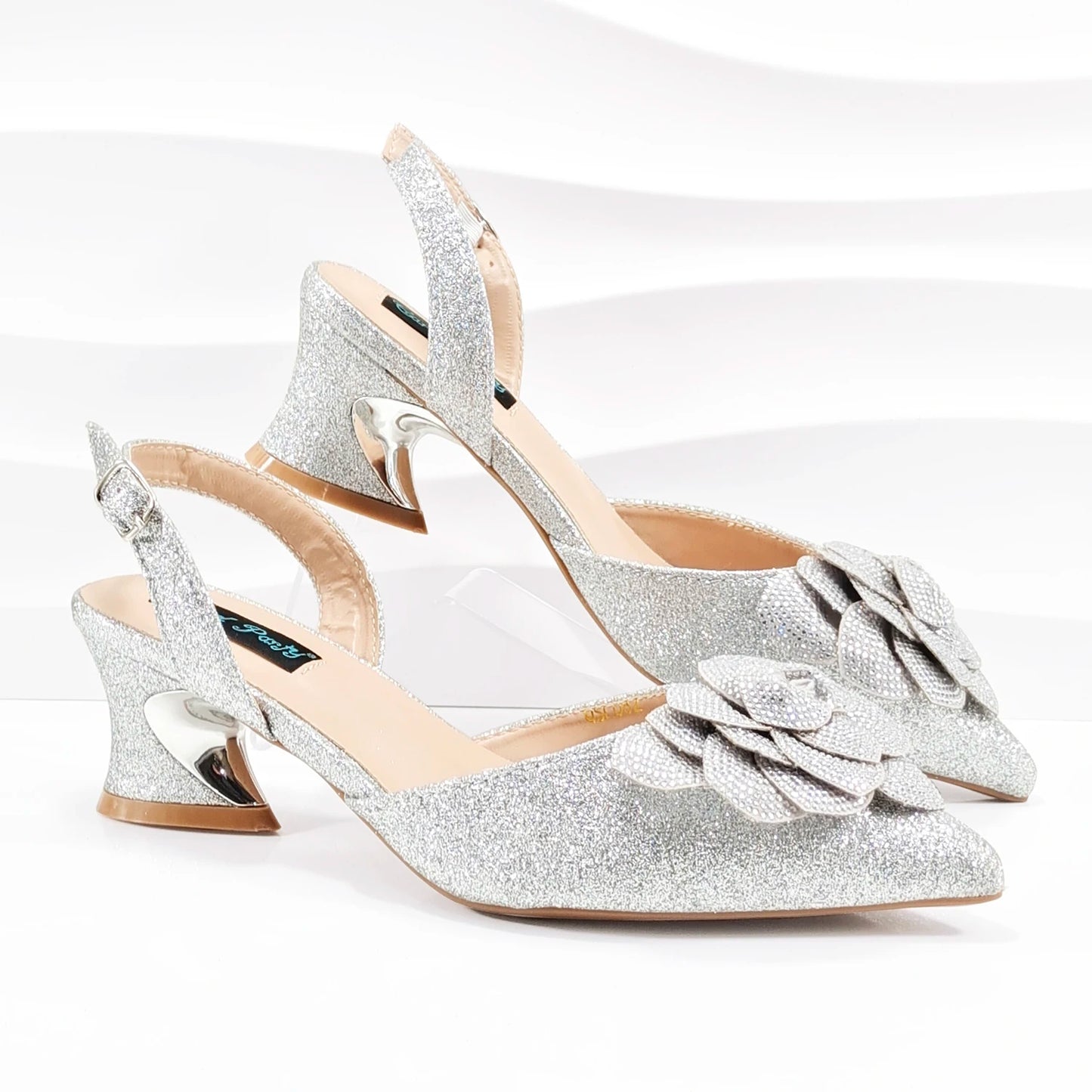 Italian Design Evening Shoes And Bag Paired With Handmade Petal Clutches Pointed Toe Mid-Heel Shoes For Women Party Shoes