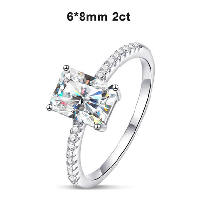 D VVS1 Radiant Moissanite Rings for Women 4 Prong Classic Trendy Fine Engagement Wedding Band GRA Certified 925 Sliver