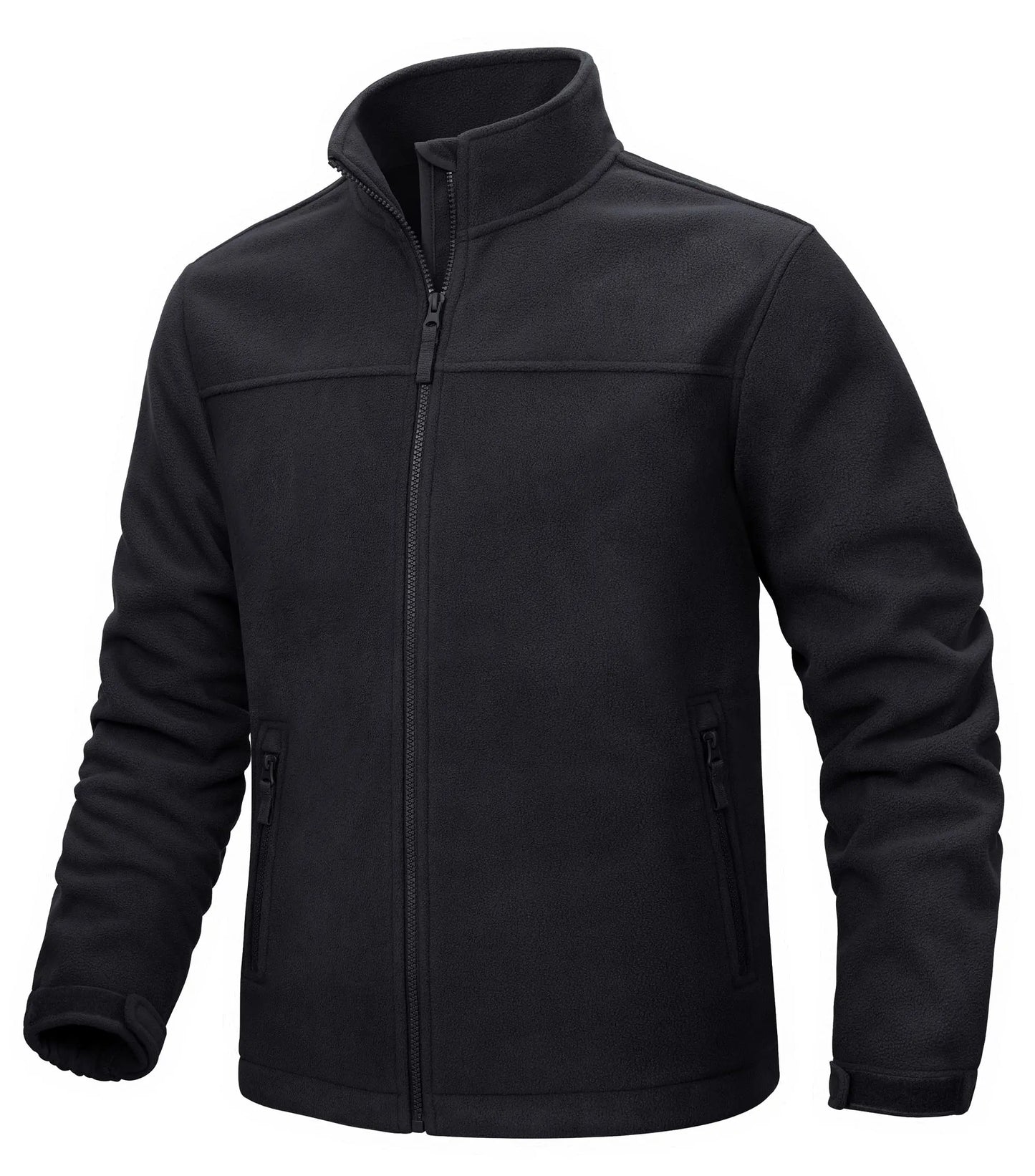 Winter Fleece Jackets Mens Full Zip Stand Up Work Jacket Coats Zipper Pockets Hiking Jacket Outdoor Windbreaker