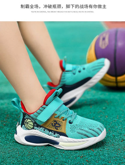 Brand Kids' Sports Shoes Non-slip Running Shoes Boys Basketball Sports Tennis Shoes Fashion Comfortable Teenager Casual Sneakers