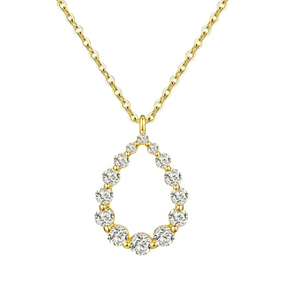 Hollow Waterdrop Full Moissanite Diamond Pendant Necklace For Women S925 Silver Plated 18k Gold Teardrop Neckchain Fine Jewelry
