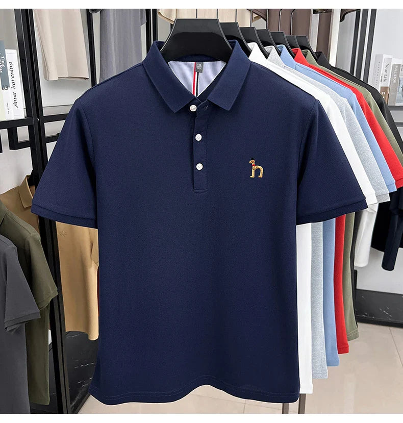 High end luxury brand short sleeve polo shirt summer new trend cute dog embroidery design T-shirt casual Korean golf men's wear