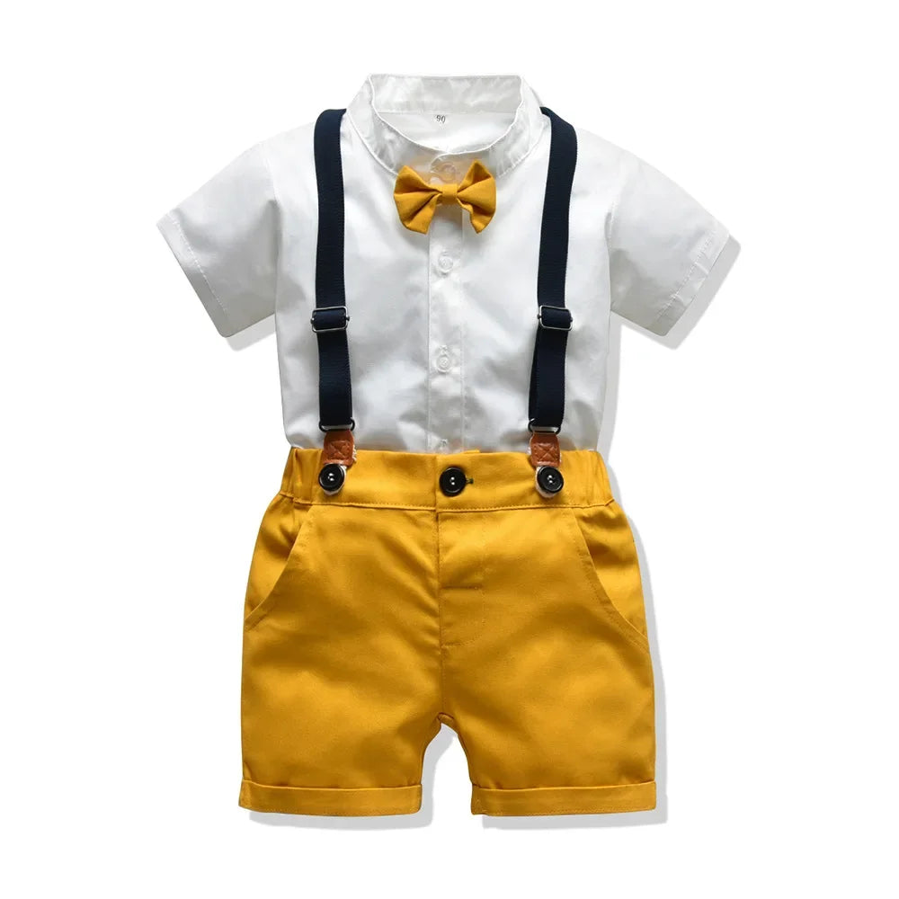 Kids Boys Formal Birthday Outfit Suit Toddler Gentleman Wedding White Shirt 1-7 Years Baby Pants Boys Ceremony Outfits