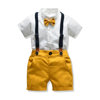 Kids Boys Formal Birthday Outfit Suit Toddler Gentleman Wedding White Shirt 1-7 Years Baby Pants Boys Ceremony Outfits
