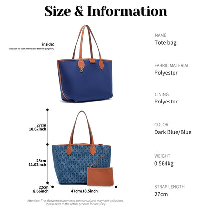 New Large Capacity Tote Bag Geometric Elegance Meets Dual-Tone Utility Versatile Double Sided Color Blocking Handbag