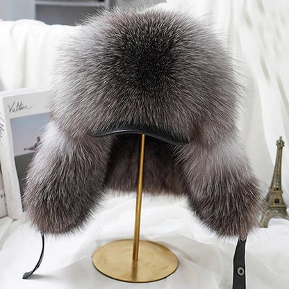 2025 Cap 100% Raccoon Dog Full Fur Fox Fur Hat Men's Fur Ear Protection Winter Thickened and Warm Russian Hat Men's Trend