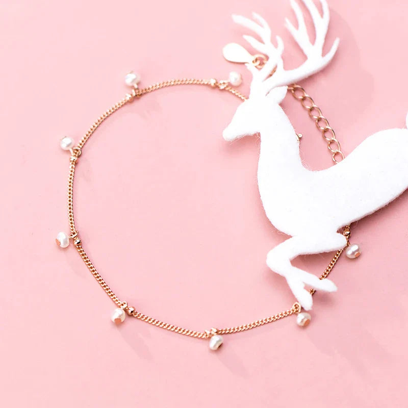 Elegant Natural Pearl Bracelet Authentic 925 Sterling Silver Link Chain Charm Pendant Bracelet for Women Fine Jewery