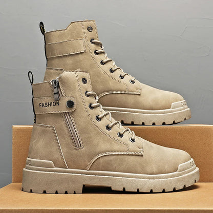 Men's high top casual boots four seasons new outdoor anti slip comfort workwear boots fashion versatile trendy boots men's shoes