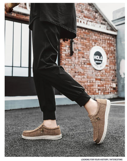 Men Casual Canvas Shoes Mens Loafers Breathable Slip on Flats Male Vulcanized Shoes Driving Shoes Plus Size 47 Walking Sneakers