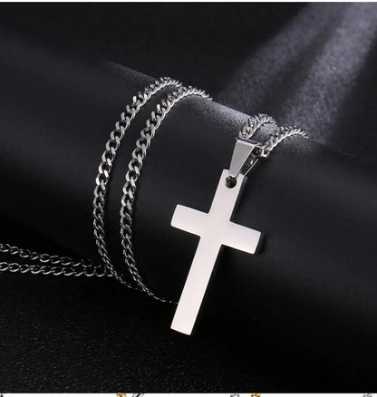 Fashion Stainless Steel Cross Pendant Necklace For Women Men Link Chain Charm Necklace Cool Boys Girls Punk Hip Hop Jewelry Gift