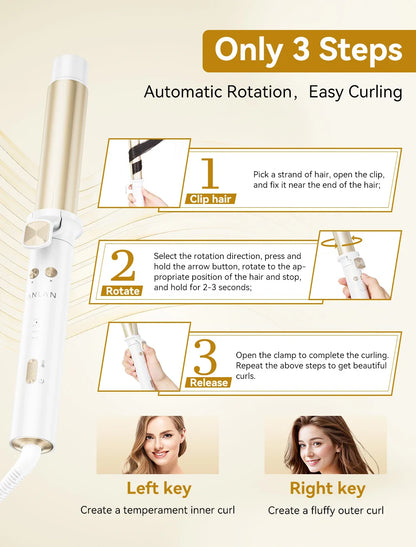 Automatic Curling Iron 30s Fast Heating Smart Temperature Control Ceramic Coating Long Lasting Curls Rotary Hair Curler