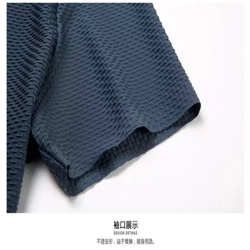 New men's high-quality ice silk short sleeved polo shirt for summer fashion, casual, comfortable, breathable and cool top