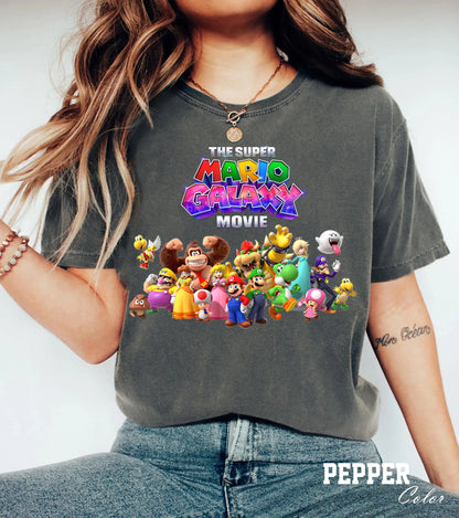 Movie The Super Mario Galaxy unisex 100%cotton family Tshirt,There are child size shirt available, 2026 New kids graphic shirt