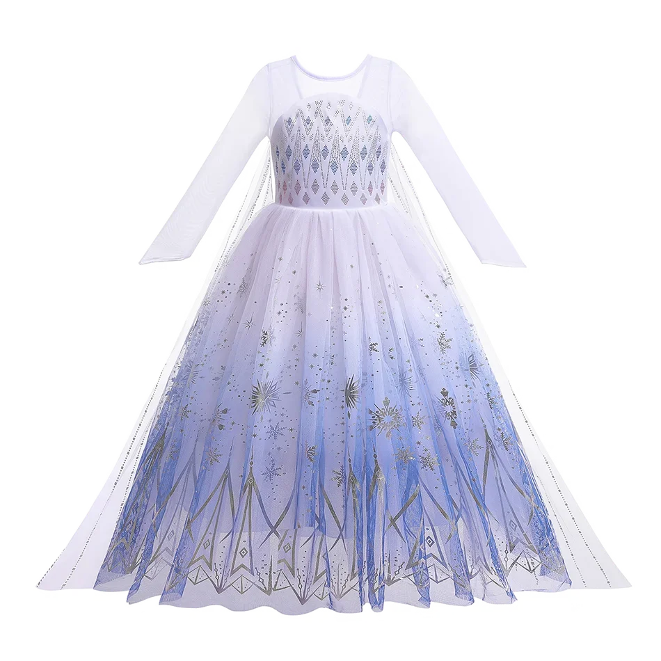 2-10Y Kids Prium Cosplay Elsa Anna Costume Dress 2025 Winter Long Mesh Princess DressGirl Christma Carnival Clothes Ball Gown