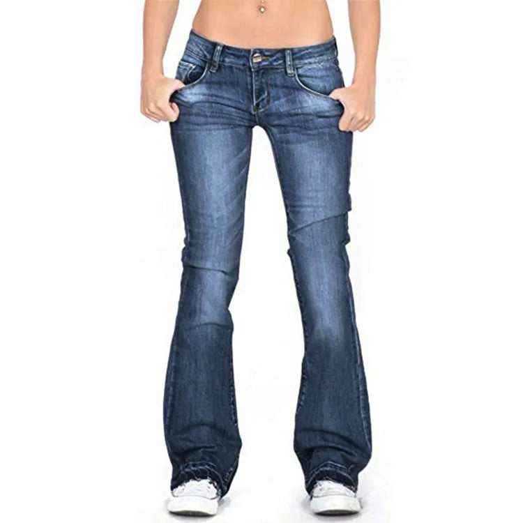 SLow Rise Flared Jeans Women Casual Vintage Skinny Bell Bottom Jeans