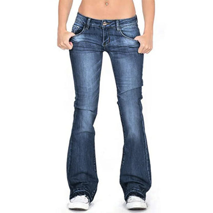 SLow Rise Flared Jeans Women Casual Vintage Skinny Bell Bottom Jeans