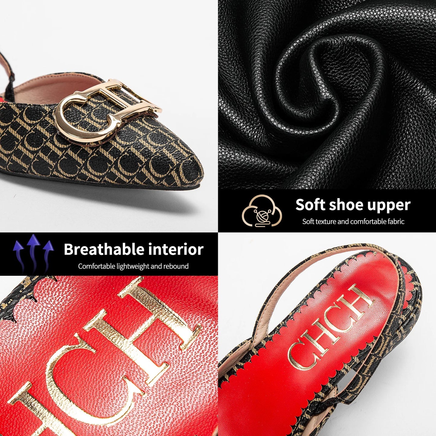 Classic Women's New 2024 Women's Low Heel Sandals Fashion Retro Design Letter Women's New Low Heel Shoes