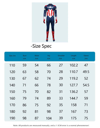 New Captain America 4 Cosplay Kid Adults Jumpsuit Superhero Clothing Creative Party Halloween Carnival Party Suit