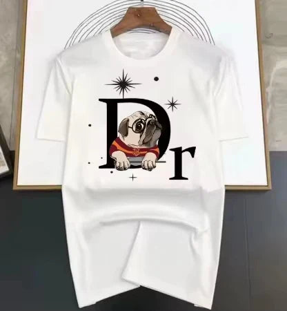 Women's Summer Cotton Short-sleeved T-shirt, Comfortable and Breathable, Fashionable and Trendy, Light Luxury Casual Printed Top