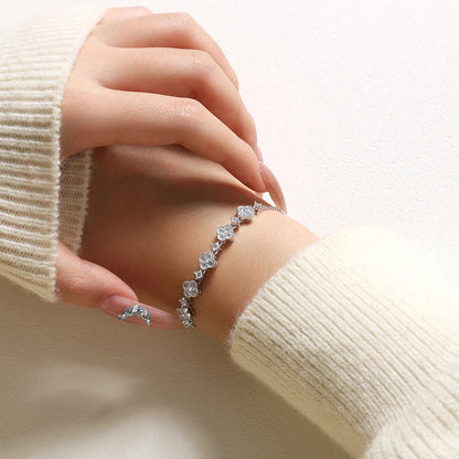 Stars Design Moissanite Bracelets For Women S925 Sterling Silver Adjustable 24cm Box Chain Lucky Birthday Gifts Jewelry