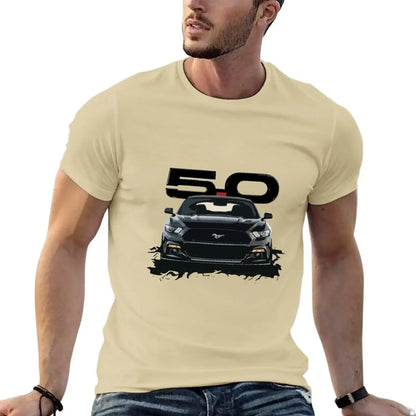 Black Mustang S550 T-Shirt for a boy hippie clothes vintage plain t shirts men