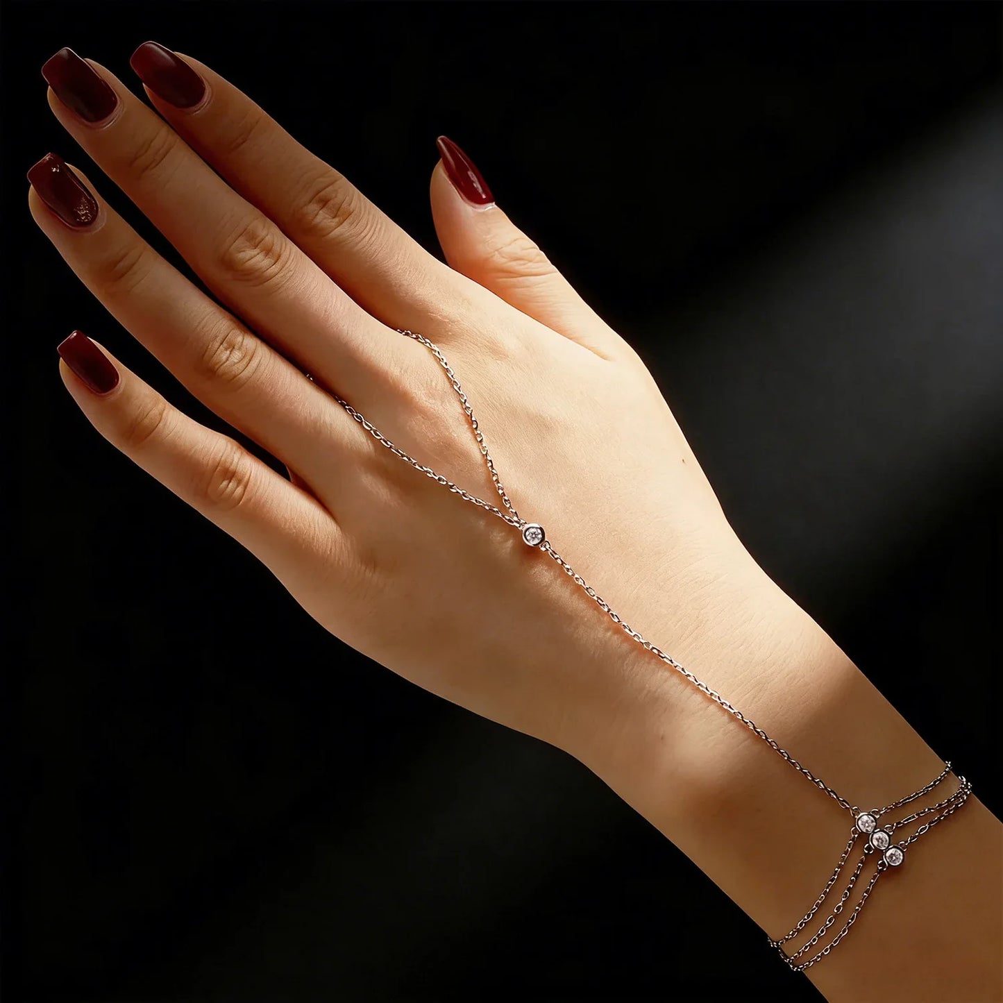 Moissanite Finger Bracelets for Women GRA Certified 3mm  D Color Moissanite Bracelet Hand Jewelry 925 Silver Thin Chain