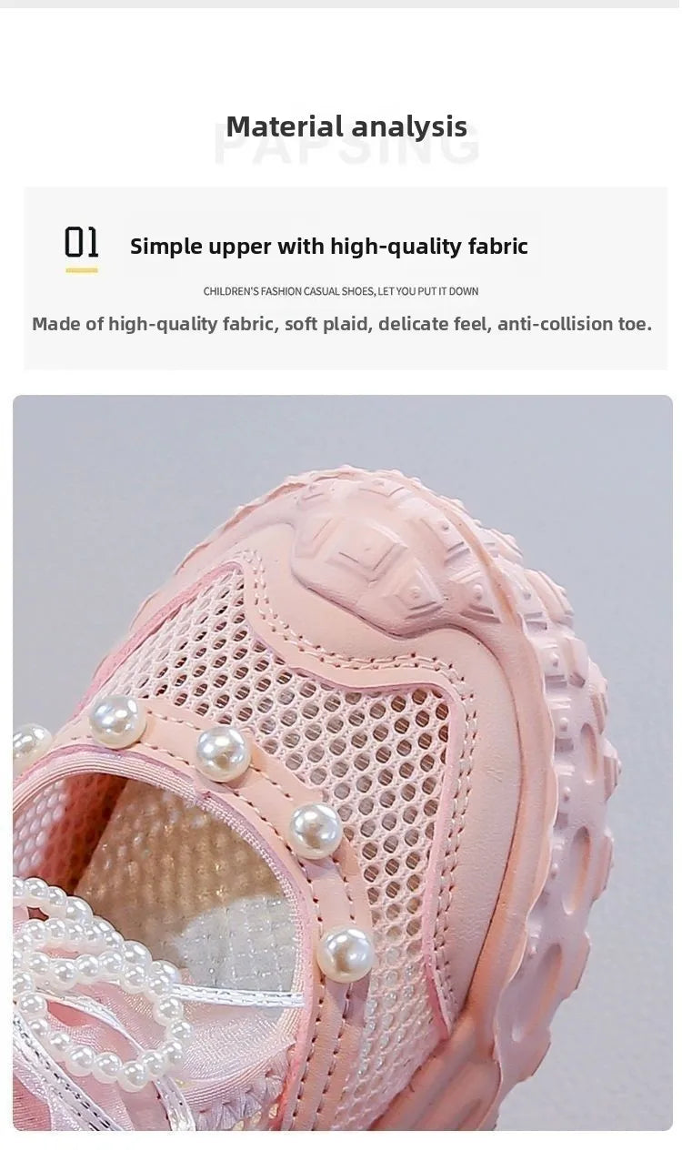 Girls' princess sandals summer 2026 new children's Baotou foreign pearl single mesh shoes for children mesh sneakers
