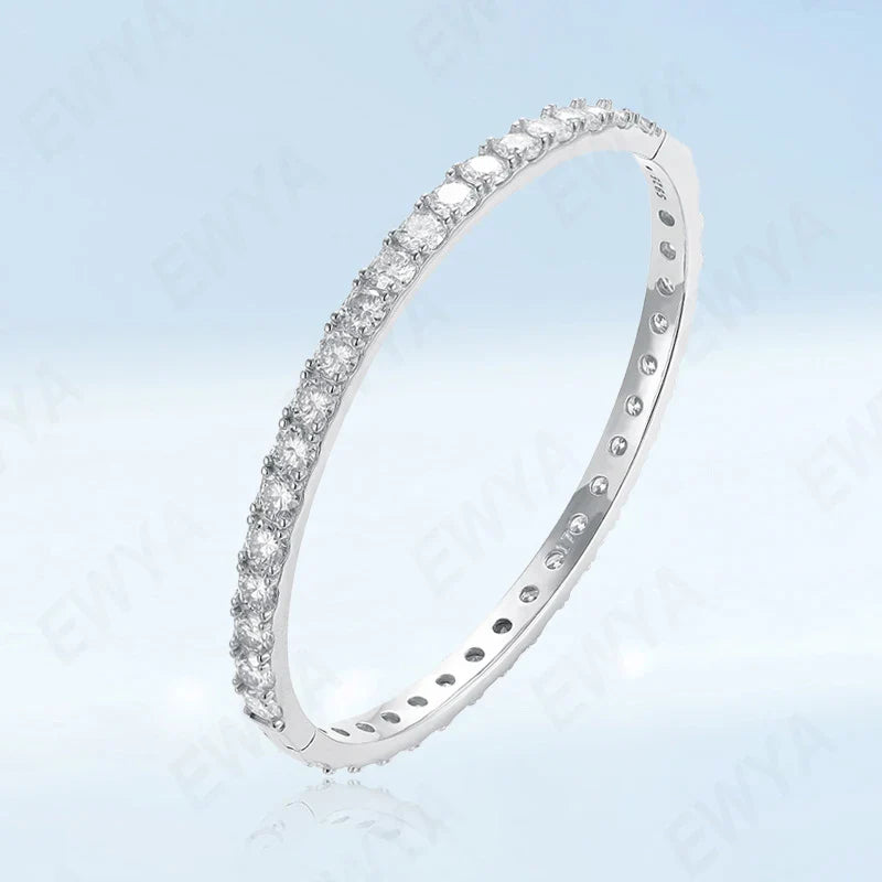 Real GRA Certified D Color 4mm 0.3CT Full Moissanite Bangle Bracelet for Woman Party S925 Sterling Silver Diamond Bracelets