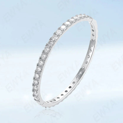 Real GRA Certified D Color 4mm 0.3CT Full Moissanite Bangle Bracelet for Woman Party S925 Sterling Silver Diamond Bracelets