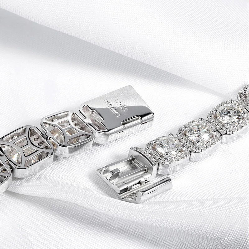 4/5/6.5mm Full Diamond 100% Real Moissanite Bracelets for Men Women Classic Luxury Bangles Pure 925 Sterling Silver Chain