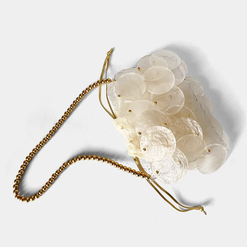 New Shell Bag Natural Beimu sequins Hand woven Bead Bead Bag Shoulder Bag