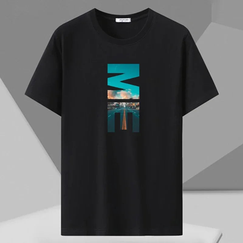 Men's Printed T-shirt Plus Size Black Tops 110-180kg 5XL 6XL 7XL 100% Cotton Loose Oversized Tees Big Size Men Clothing 티셔츠