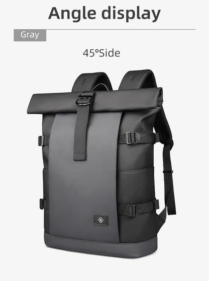 Waterproof Roll-Top Backpack for Men Large Capacity Expandable 17 Inch Laptop Bag Leisure Travel Backpack Hiking Camping Bags