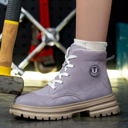 Ladies Steel Toe Safety Shoes Anti-Crush Kevlar Workwear Style Outdoor Safety Boots for Women Resistant Comfort Footwear