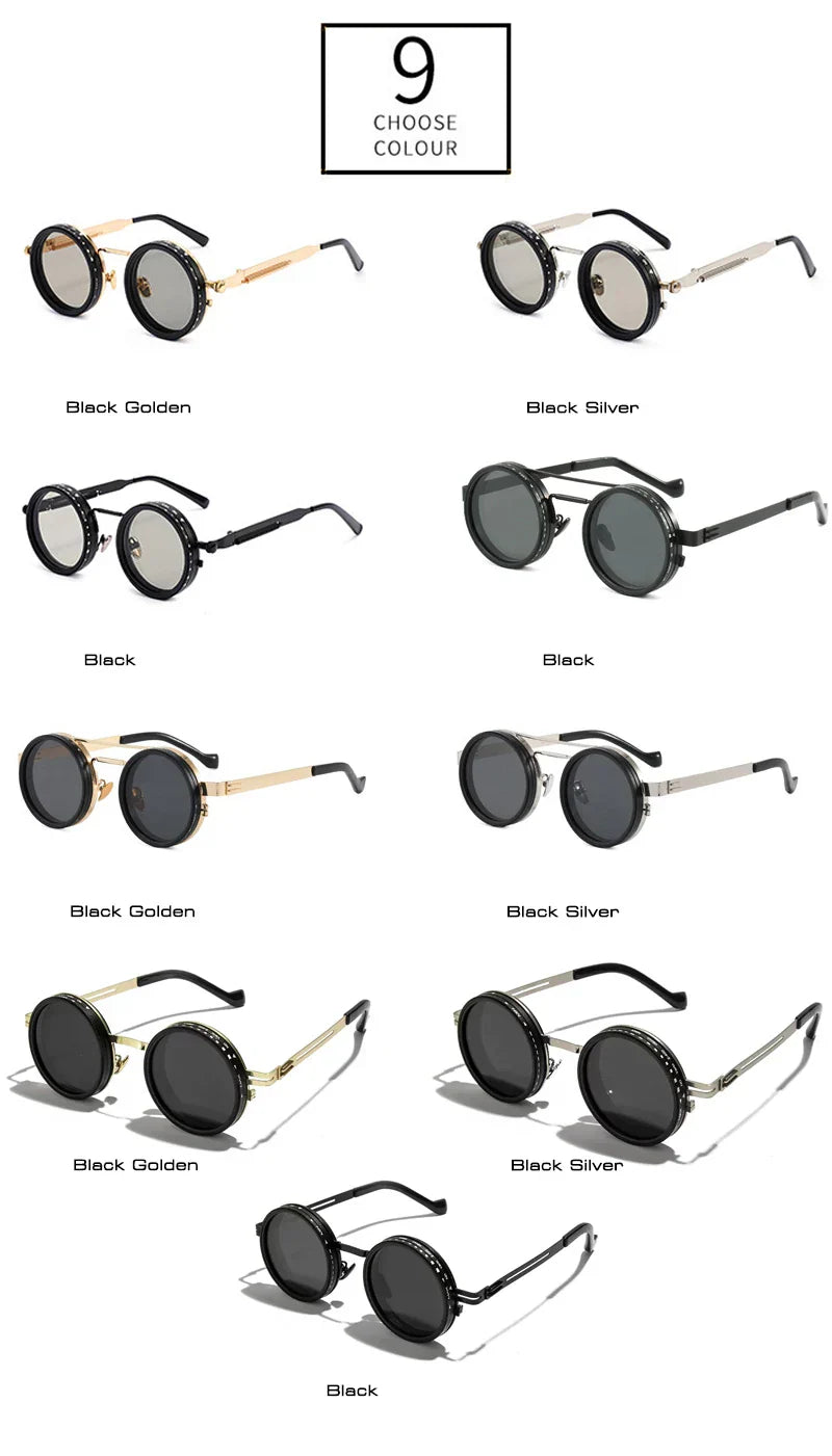 Metal Round Punk ND9-level Adjustable Dimming Sunglasses Women Polarized UV400 Fashion Men Outdoor Sun Glasses