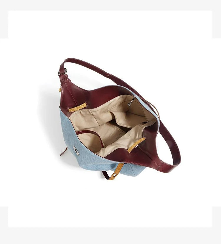 Women Fashion Denim Shoulder Bag Large Capacity Handbag Tote Hobo for Lady